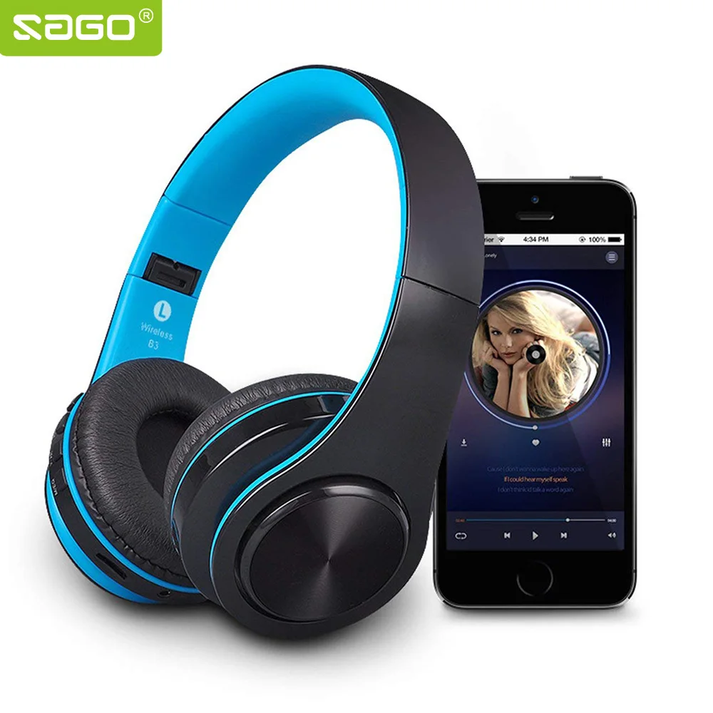 Складная Беспроводная гарнитура Sago Hi Fi стерео звуковые наушники с микрофоном