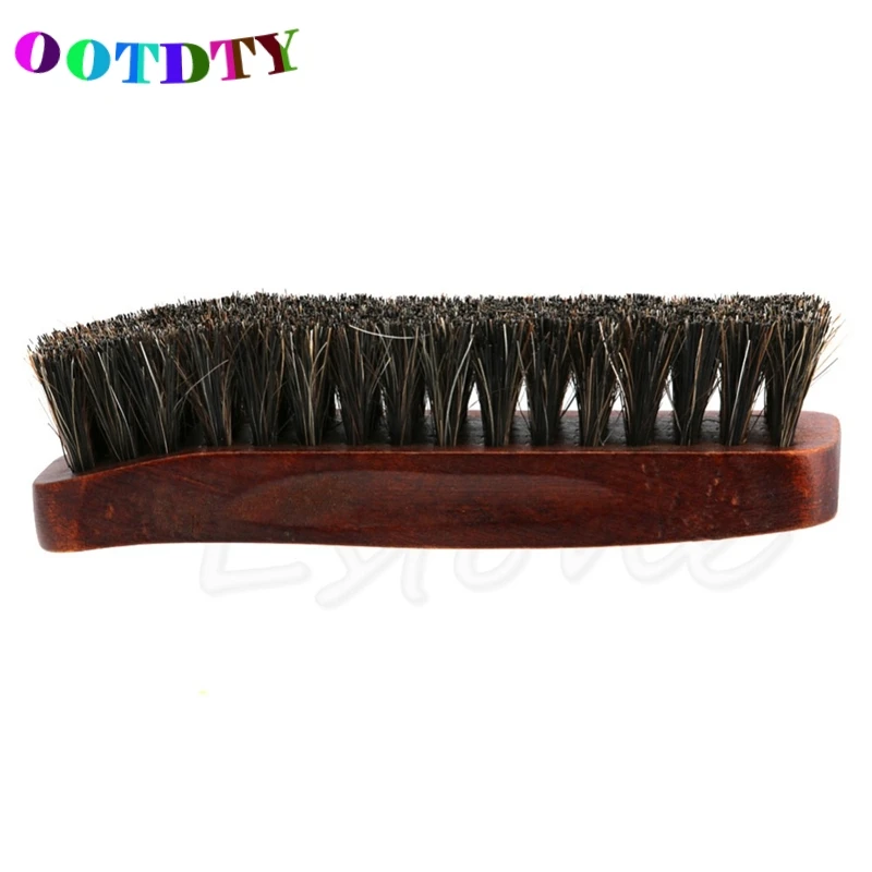 

OOTDTY Horse Hair Professional Shoe Shine Polish Buffing Brush Wooden Brown Shoe Brush Home Cleaning Tools Sneakers Shoes
