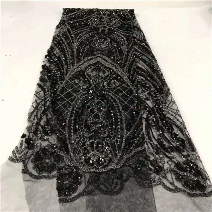 

black Melody Organza French Laces Fabric 3D Sequins Flower embroidery African Lace Fabrics High Quality 2018 For Wedding purple