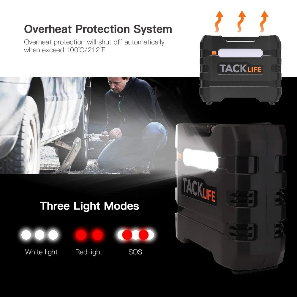 TACKLIFE ACP1B воздушный компрессор насос 12 В насос для шин цифровая насадка на колесо адаптеры и дополнительный Fuse150PSI воздушный насос