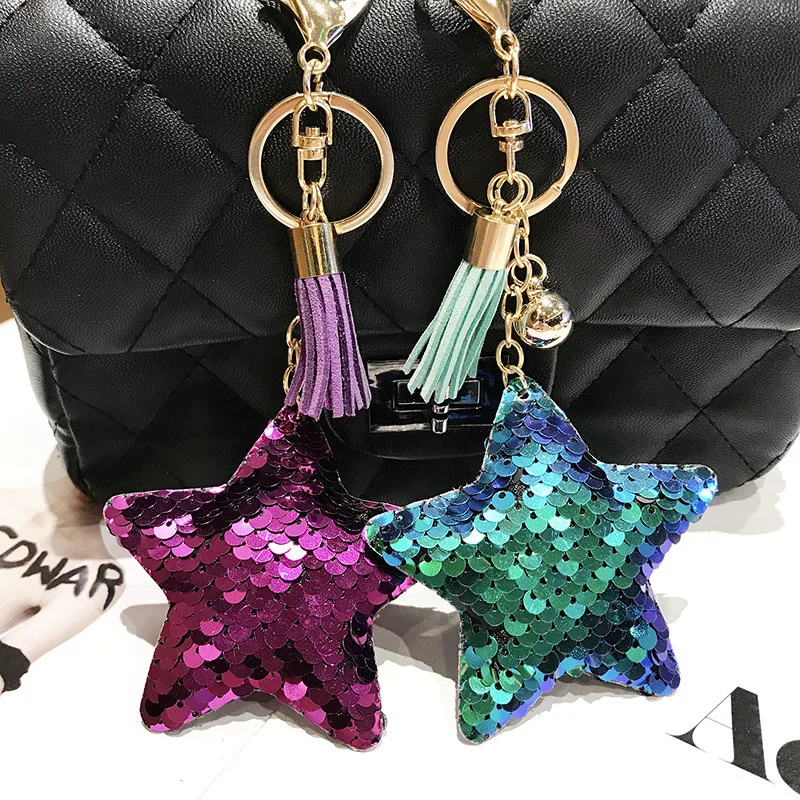 DoreenBeads модные золотые брелки, бежевые разноцветные кисти, королевский синий розовый блестящий кулон со звездой, популярные трендовые брелки, 1 шт