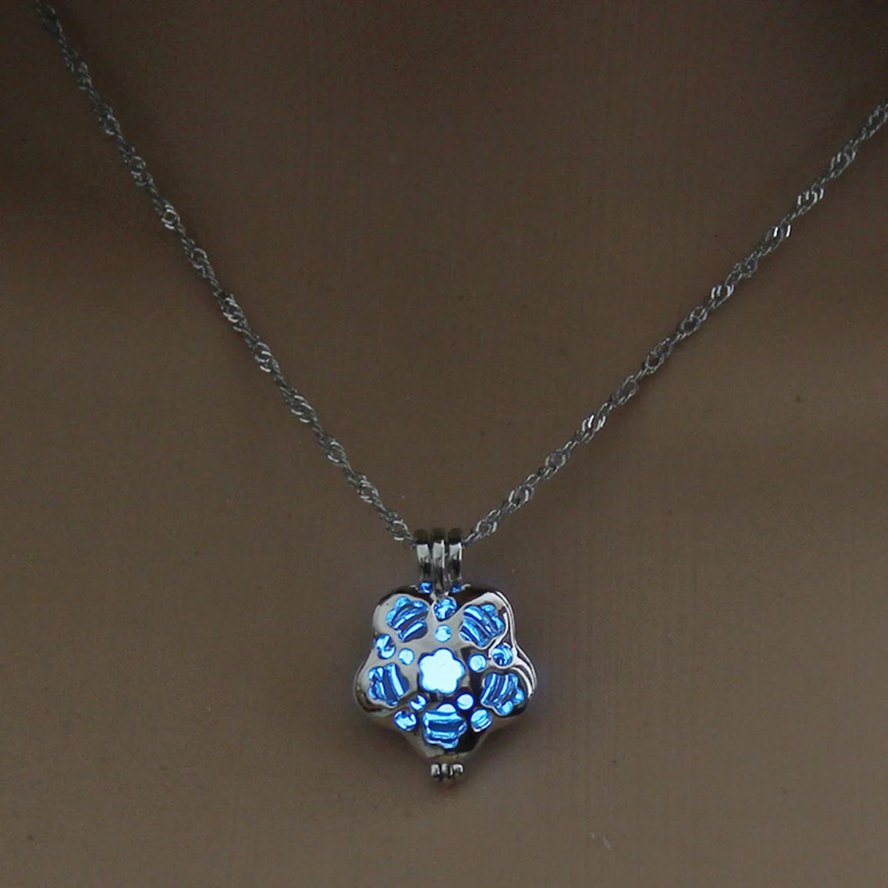 Световой серии цветок кулон светиться в темноте полые Цепочки и ожерелья