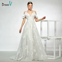 dressv elegant spaghetti straps sleeveless lace wedding dress a line backless floor length simple bridal gowns wedding dress