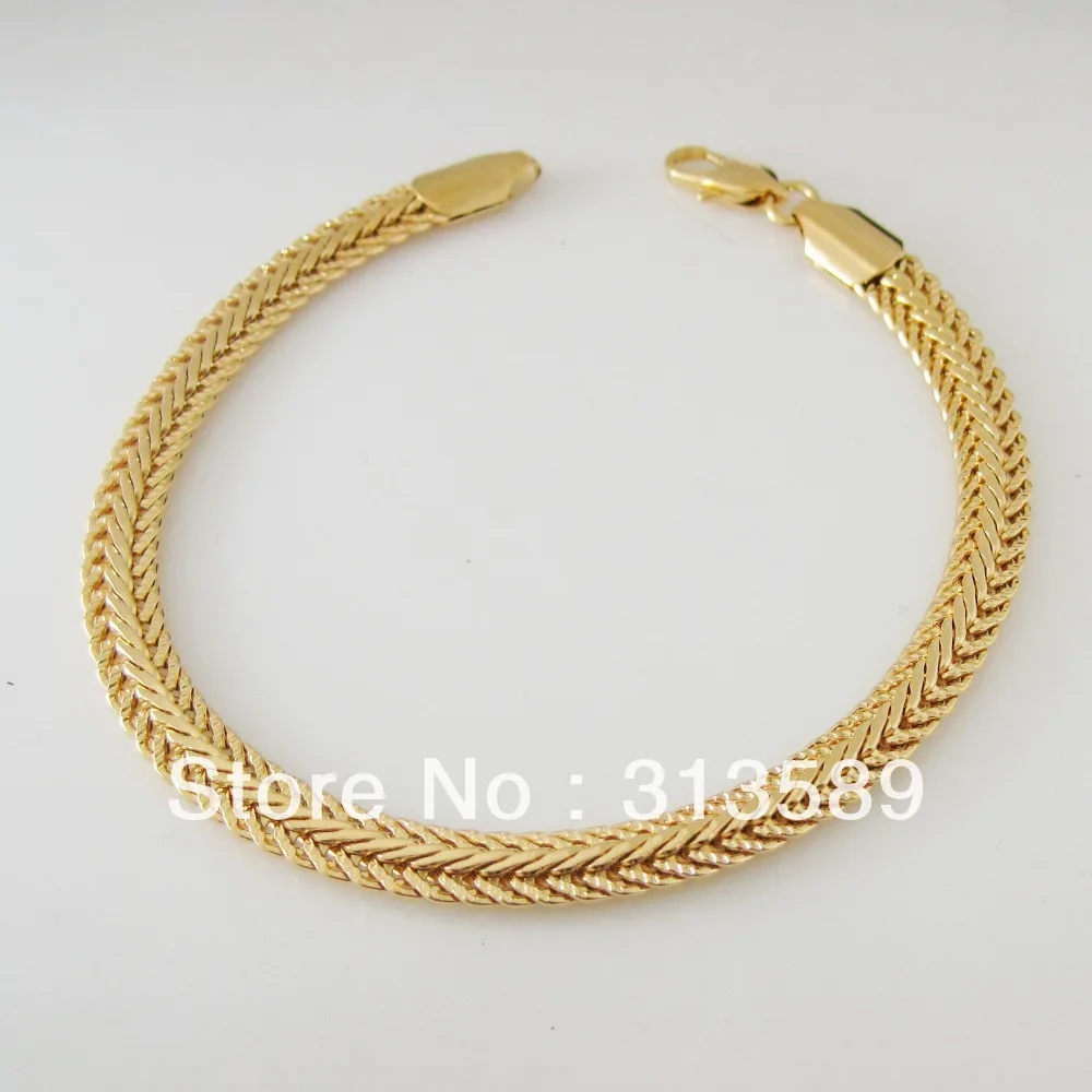 7 7-ДЮЙМОВЫЙ БРАСЛЕТ ИЗ ЖЕЛТОГО ЗОЛОТА НАПОЛОЧЕННЫЙ ЛАТУННЫЙ СНОК БОЛЬШОЙ ПОДАРОК