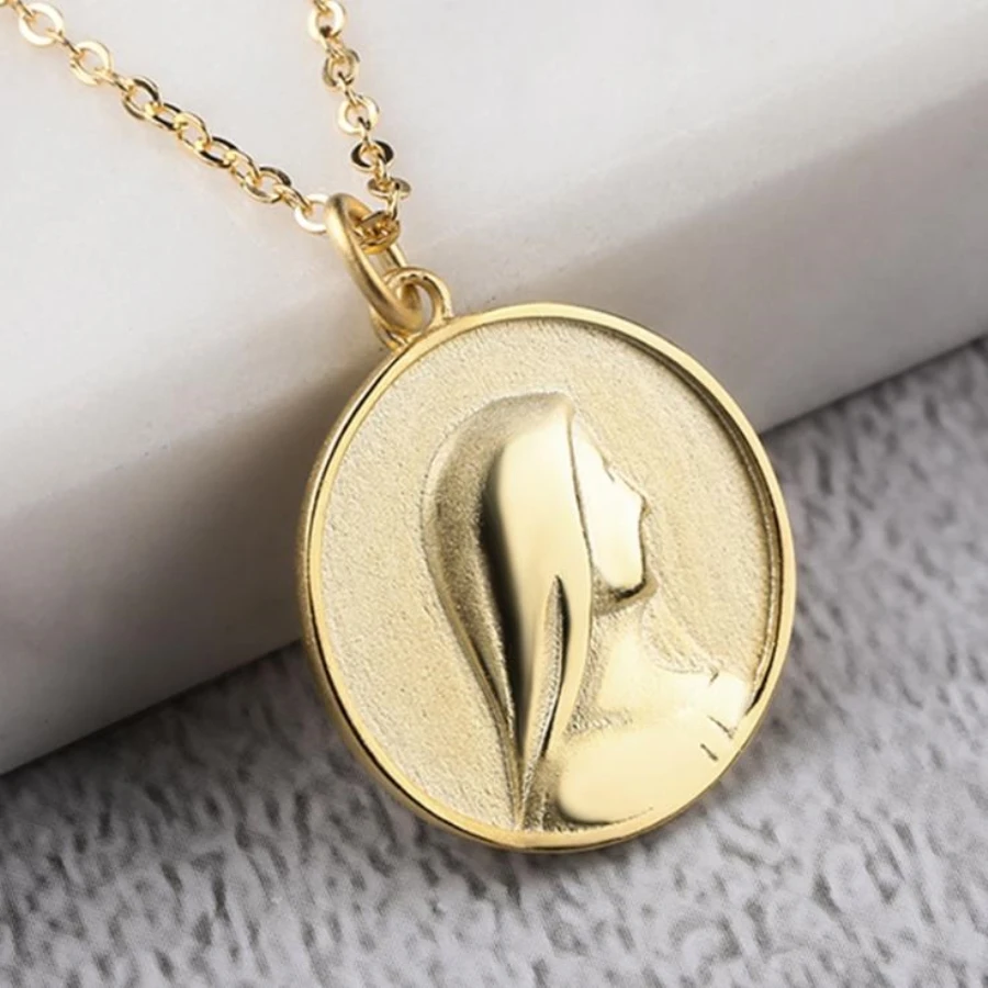 Vintage 925 Sterling Silver Coin Pendants Necklaces Gold Virgin Mary Medal Pendant Religious Catholic Necklace for Women Men | Украшения и
