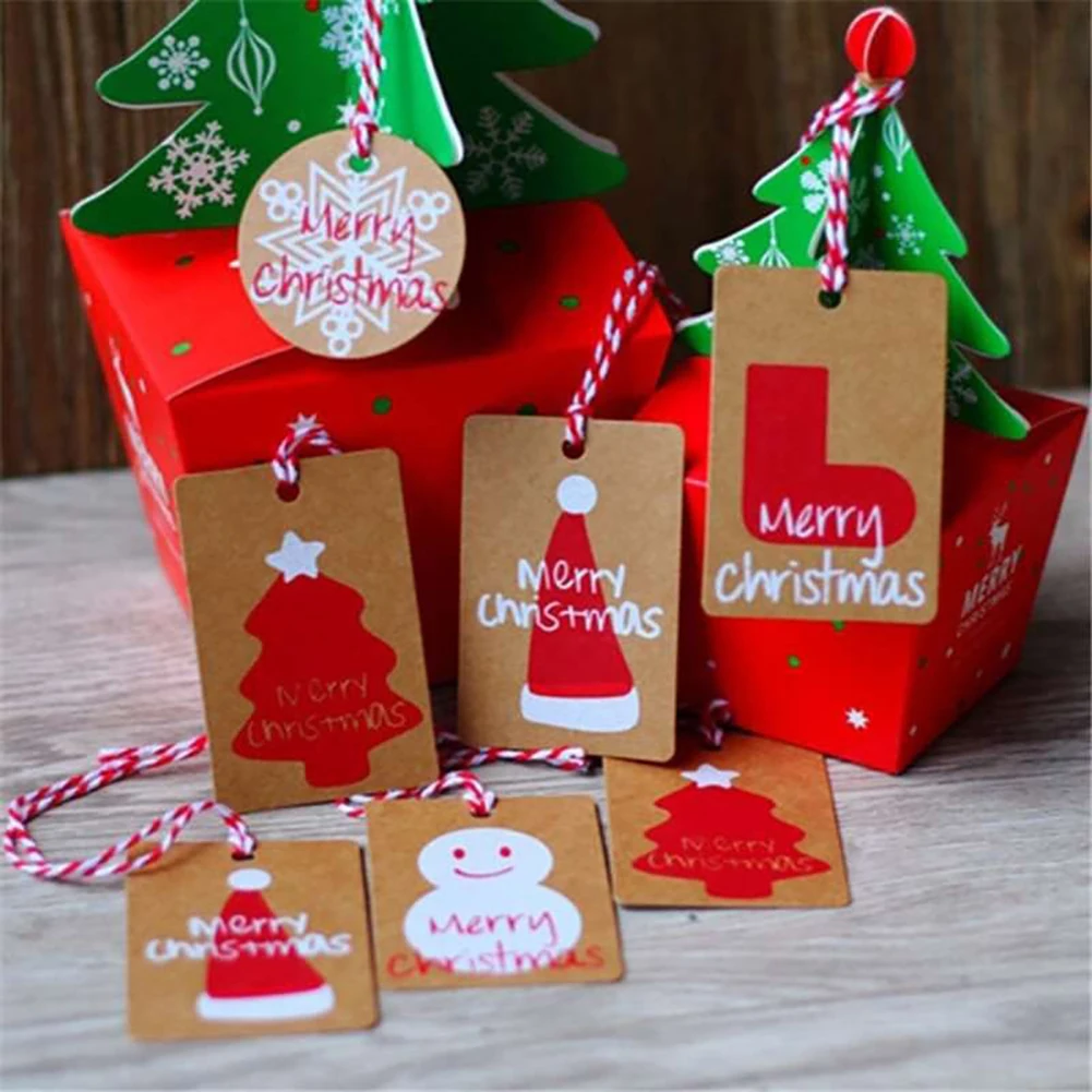 50Pcs Christmas Party Decor Kraft Paper Tags DIY Craft Label Hanging Ornaments | Дом и сад