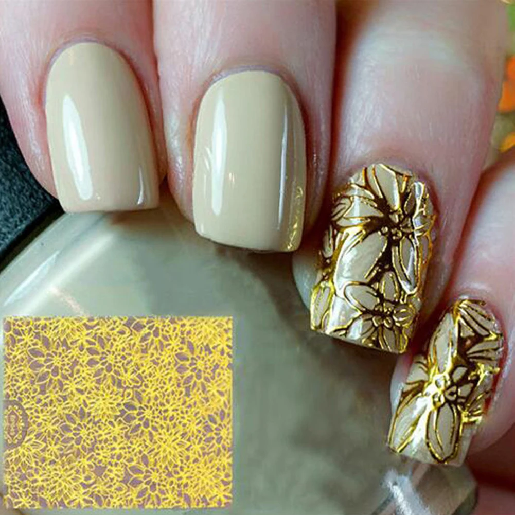 Popfeel 1 лист тиснением стикеры 3D на ногти Nail Art цветущие цветок наклейки Советы