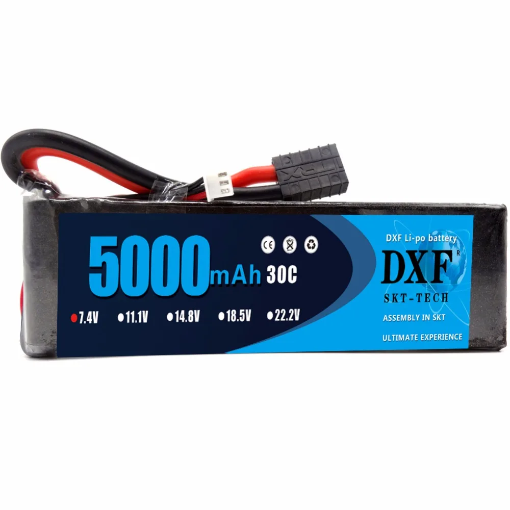 Аккумуляторная батарея DXF Lipo 2S 5000 мАч 7 4 В 30C для 1/10 автомобиля 1/8