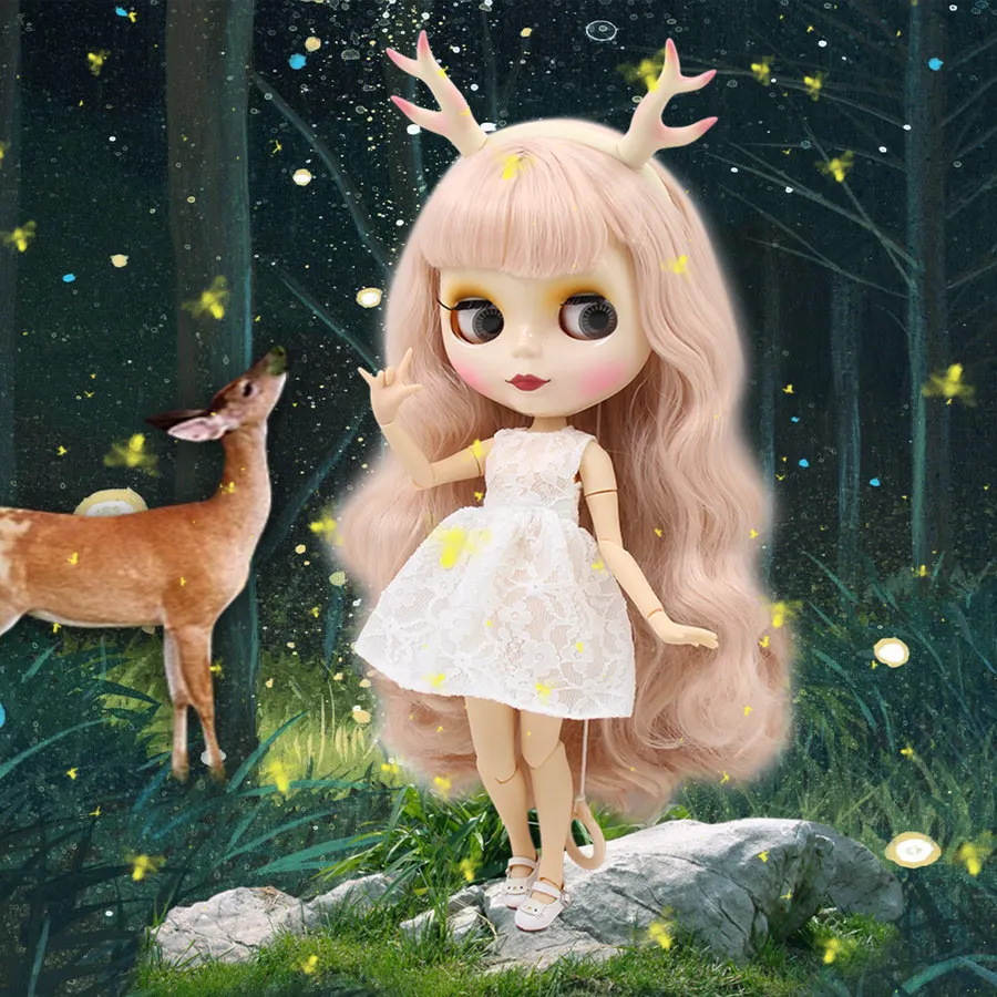 Кукла blyth от фабрики ICY 1/6 игрушка бледно розовые волосы белая кожа шарнирное тело