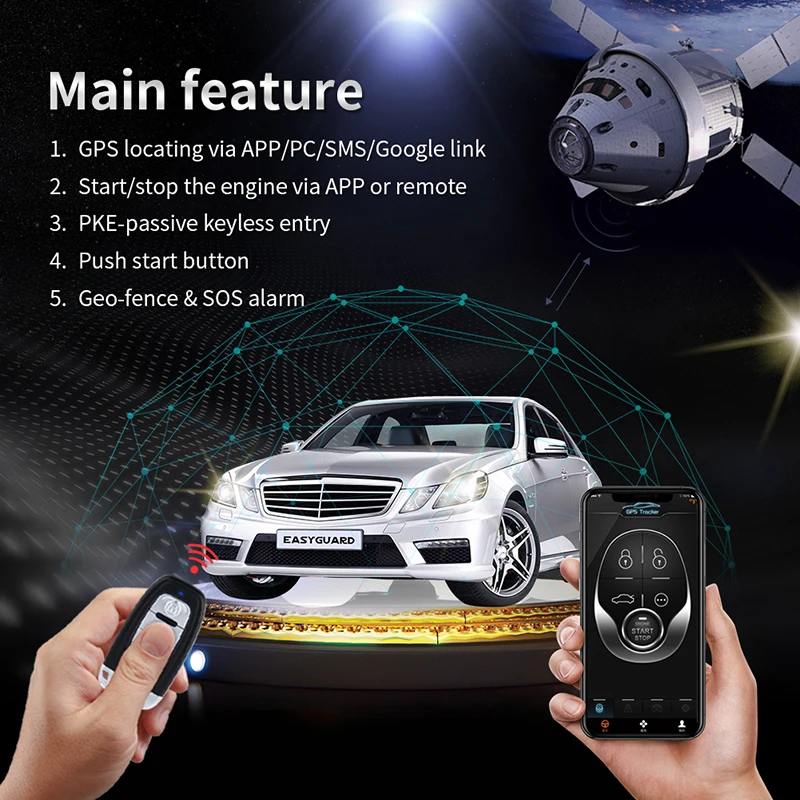 Система автомобильной сигнализации EASYAGUARD gps-трекер кнопочный стартер PKE вход