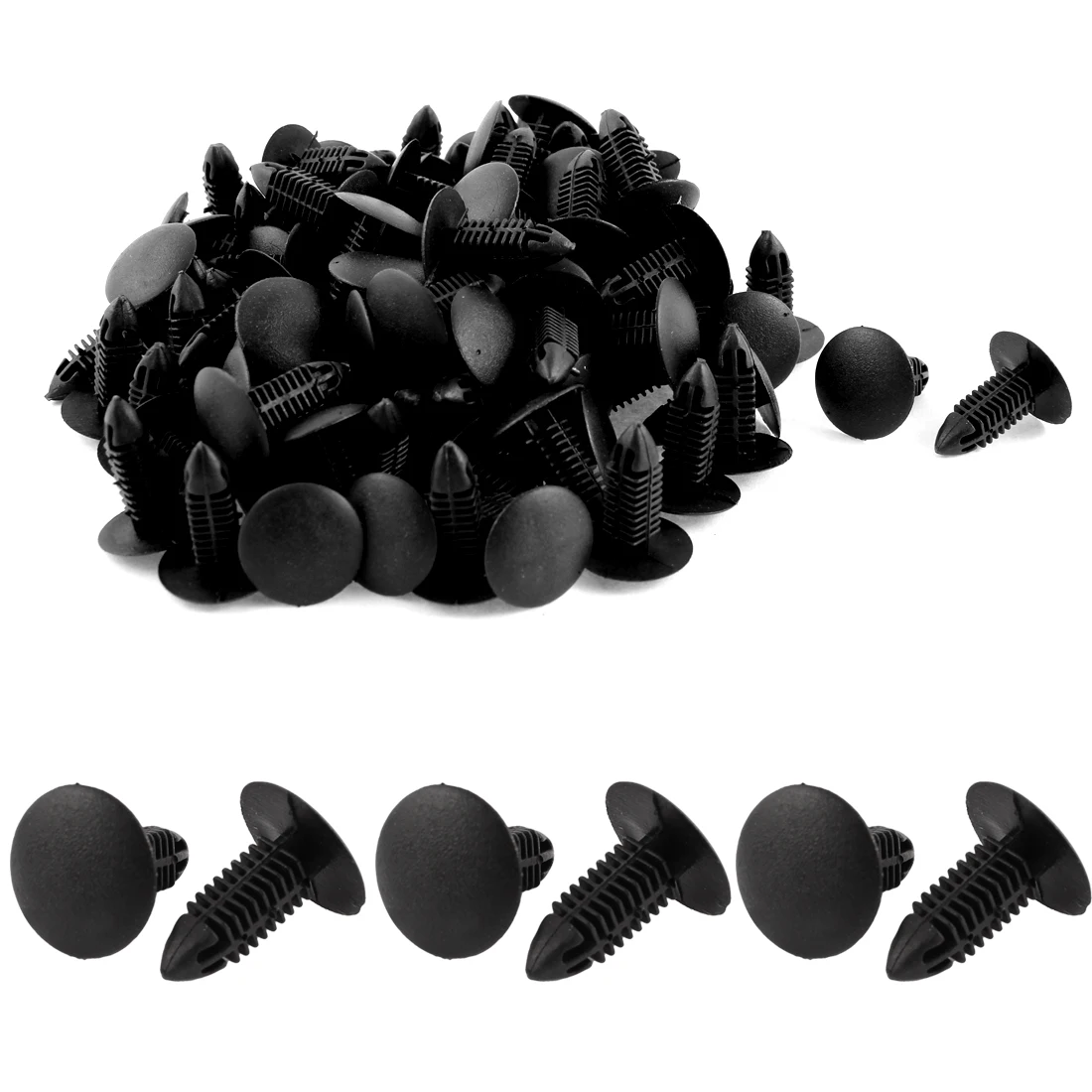 

X Autohaux 100 X 9Mm Hole Plastic Rivets Fastener Push Clips Black For Car Auto
