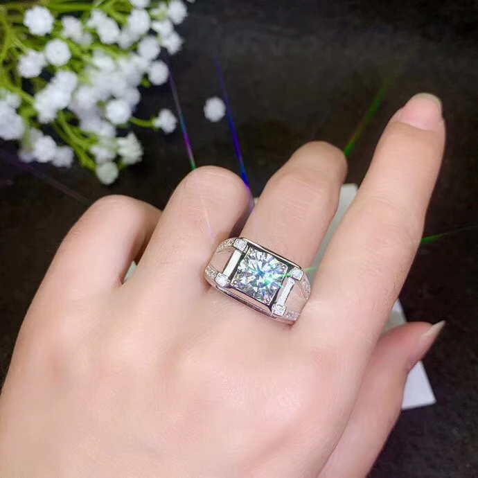 Мужское кольцо с Мозамбикским бриллиантом 2 0 карат|Кольца| |