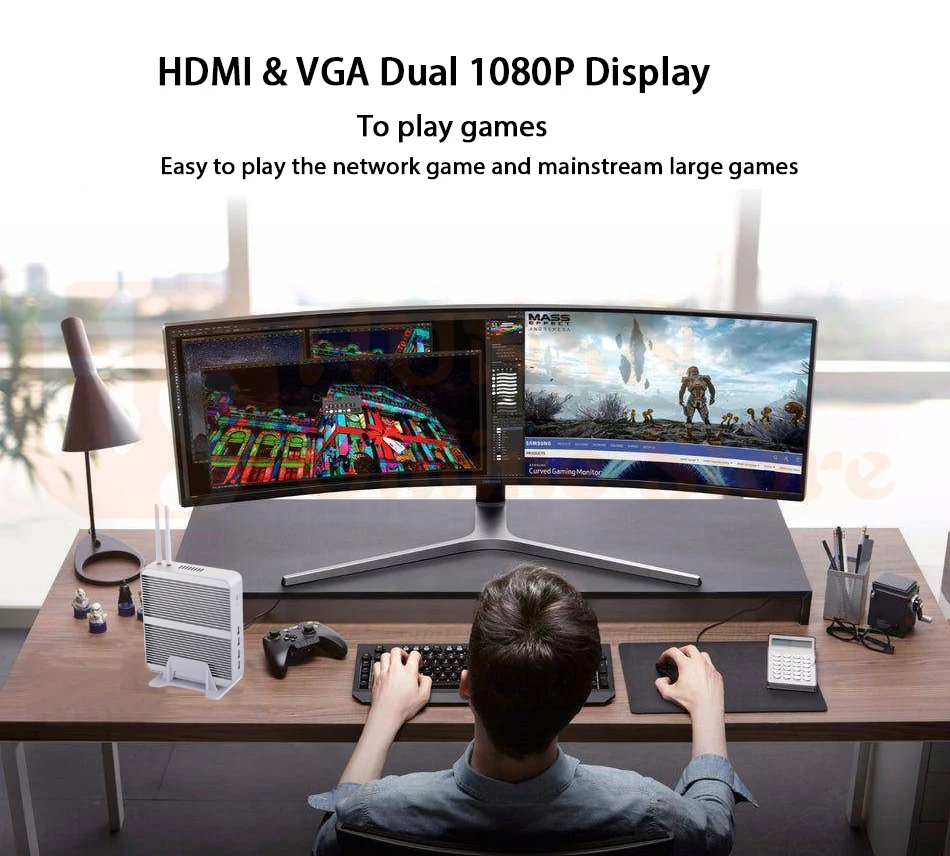 Безвентиляторный мини ПК, Intel quad core I5 8250U, Windows 10/Ubuntu, серебристый, [HUNSN BM07L],(1VGA/1HD/4USB3. 0/4USB2. 0/1LAN/Dual DDR4