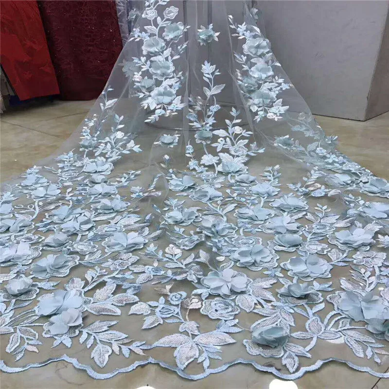 Новейшая вышитая фатиновая сетчатая кружевная 3d ткань 2018 высокое качество пудра