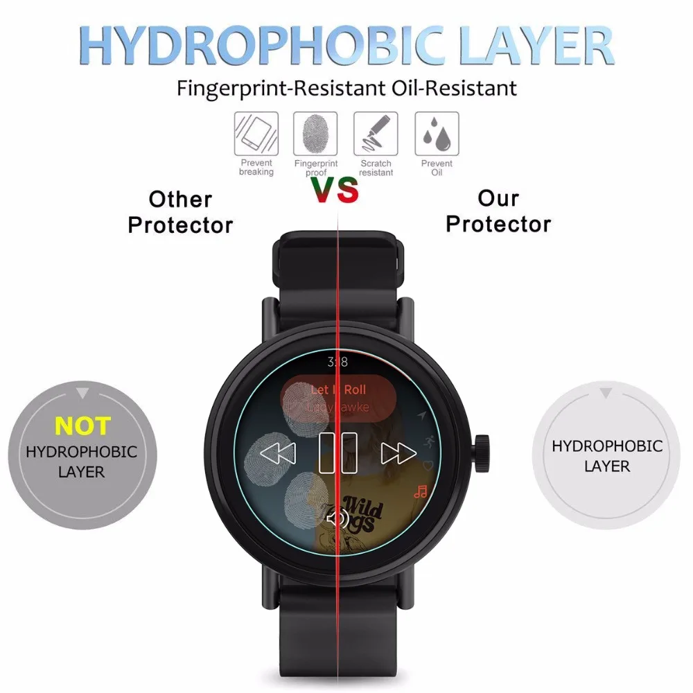 3 шт Защита экрана для Misfit Vapor 2 Watch (41 мм 46 мм) закаленное защитное стекло 9H 2.5D HD