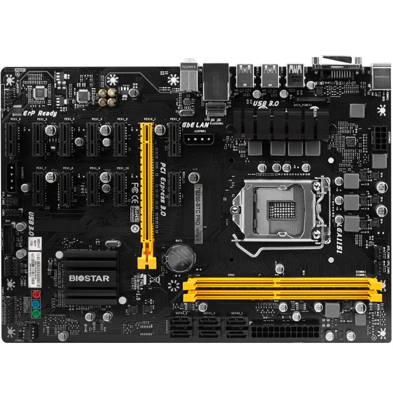 Материнская плата для BIOSTAR 12PCIE 1151 PRO 100% оригинал TB250 DDR4 (альтернативный H81 BTC TB85 H81A)