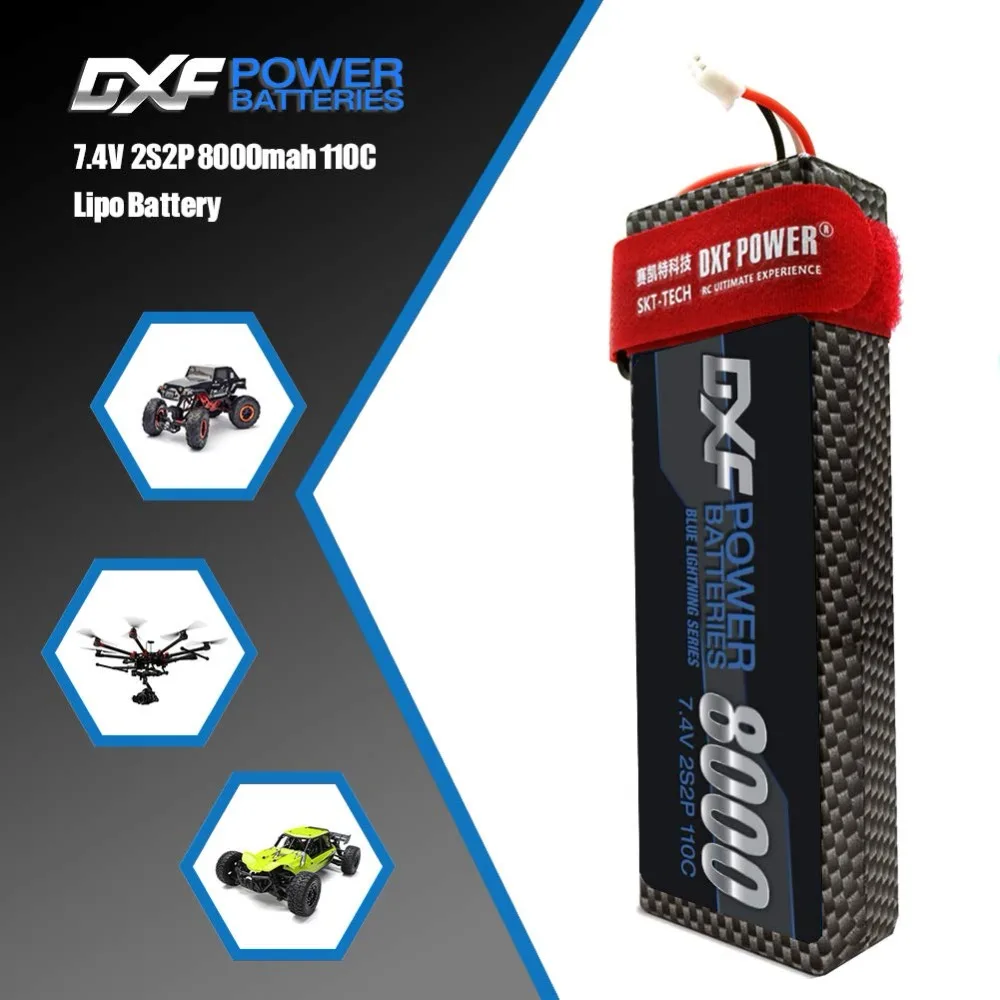 DXF 2S 7,4 V 8000mAh 110C Max220C Lipo аккумулятор RC части с Т-образным штекером удобный для TRX 1/10 автомобильный Дрон Вертолет Лодка FPV