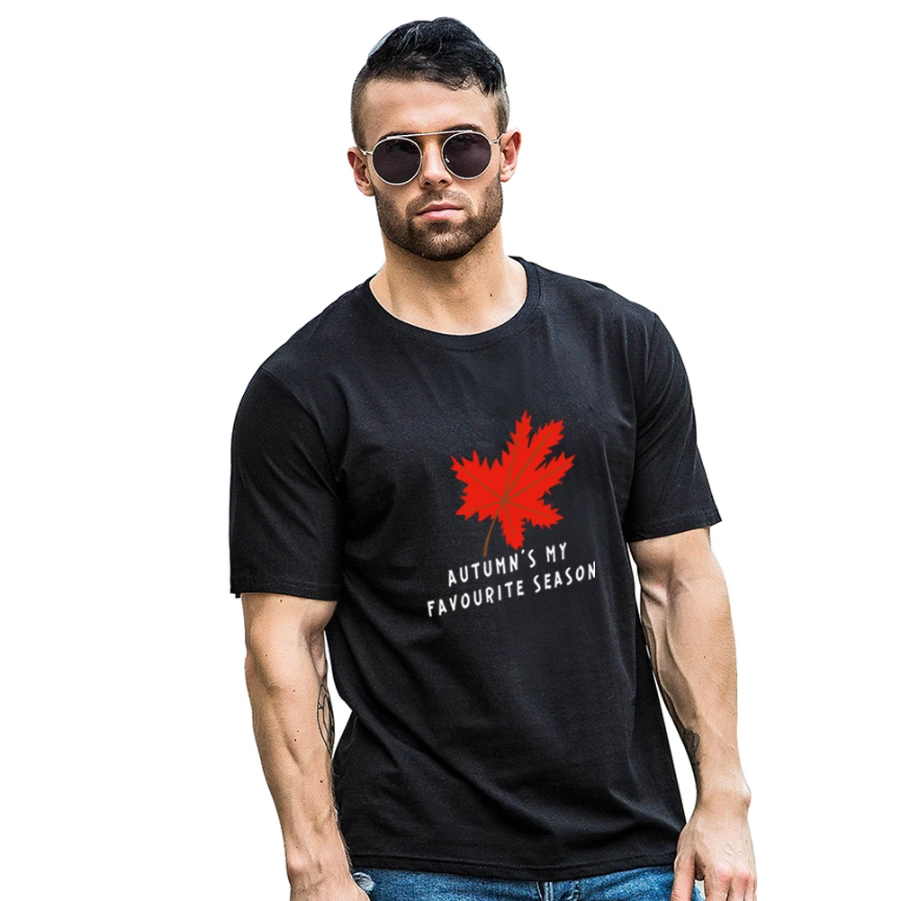 Maple Leaf Printed T-Shirt Cotton T shirt Mens Summer Short Sleeve Tee Tops Camisetas Masc | Мужская одежда