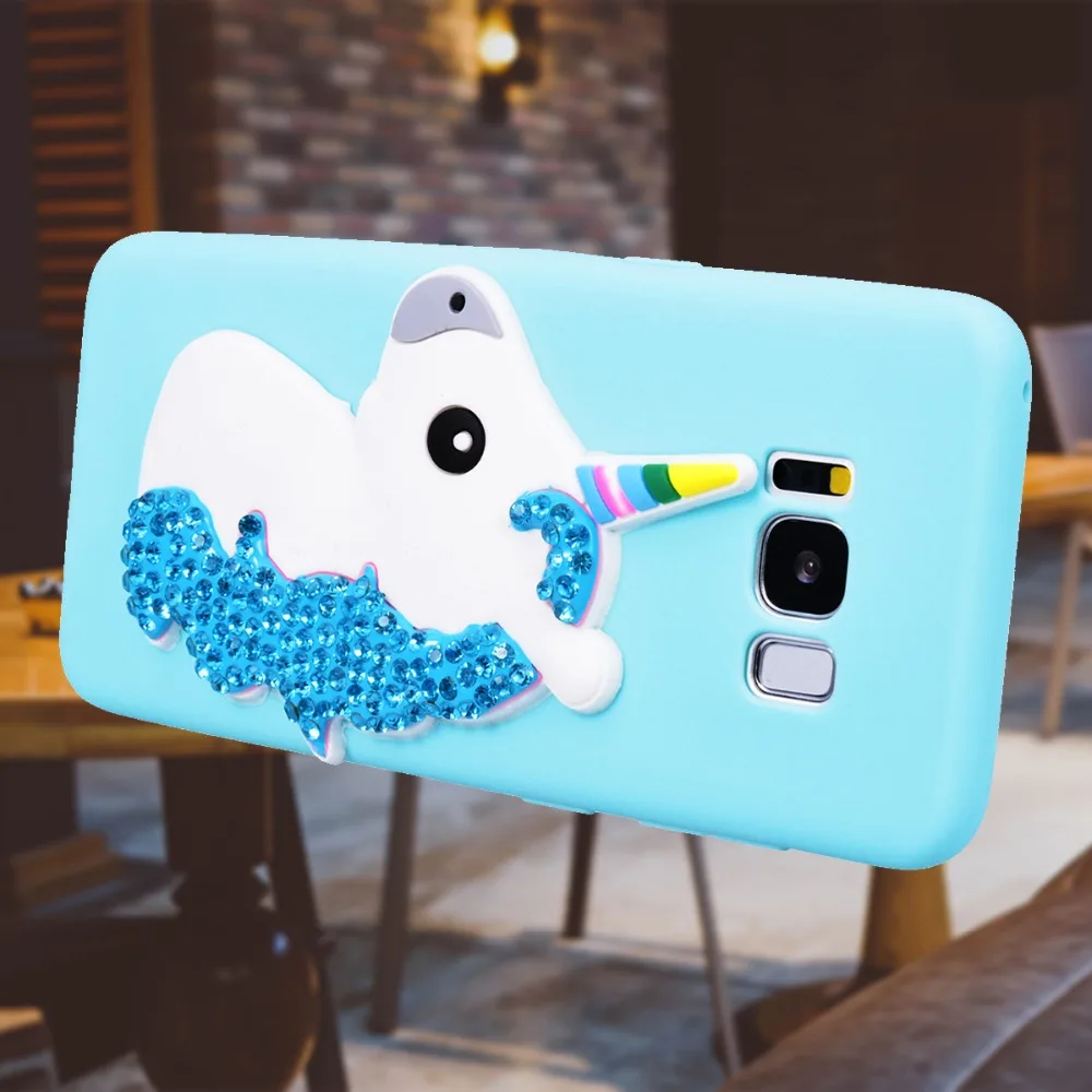 Cute Unicorn Girls Case For Samsung S8 Women Glitter Candy Color Soft Silicone 3D Cover Plus |