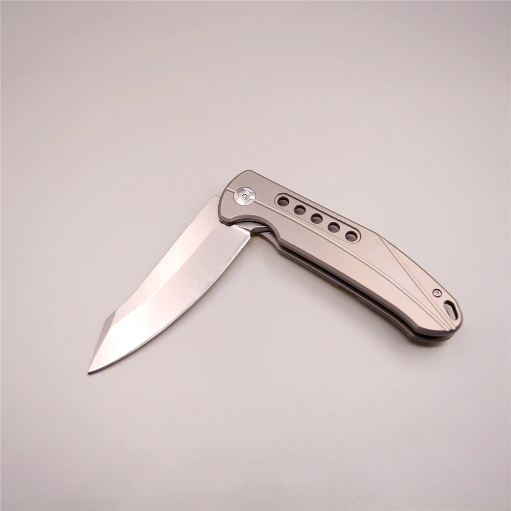 Zac K-1 60 hrc folding pocket knife light fast flip d2 stonewash V blade titanium handle knifes camping survival tactica | Инструменты