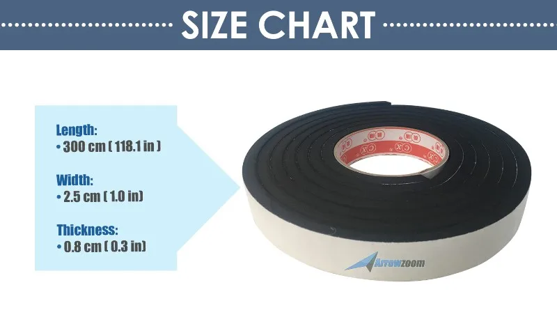 300 x 2.5 x 0.8 cm Arrowzoom самоклеящаяся пенная уплотнительная лента для уплотнения дверей и окон - Цвет: 300 x 2.5 x 0.8 cm