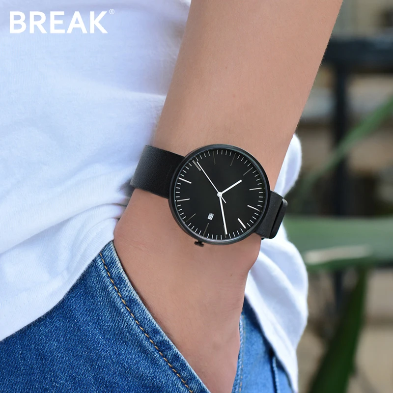 Минималистичные мужские и женские Простые Модные кварцевые наручные часы BREAK