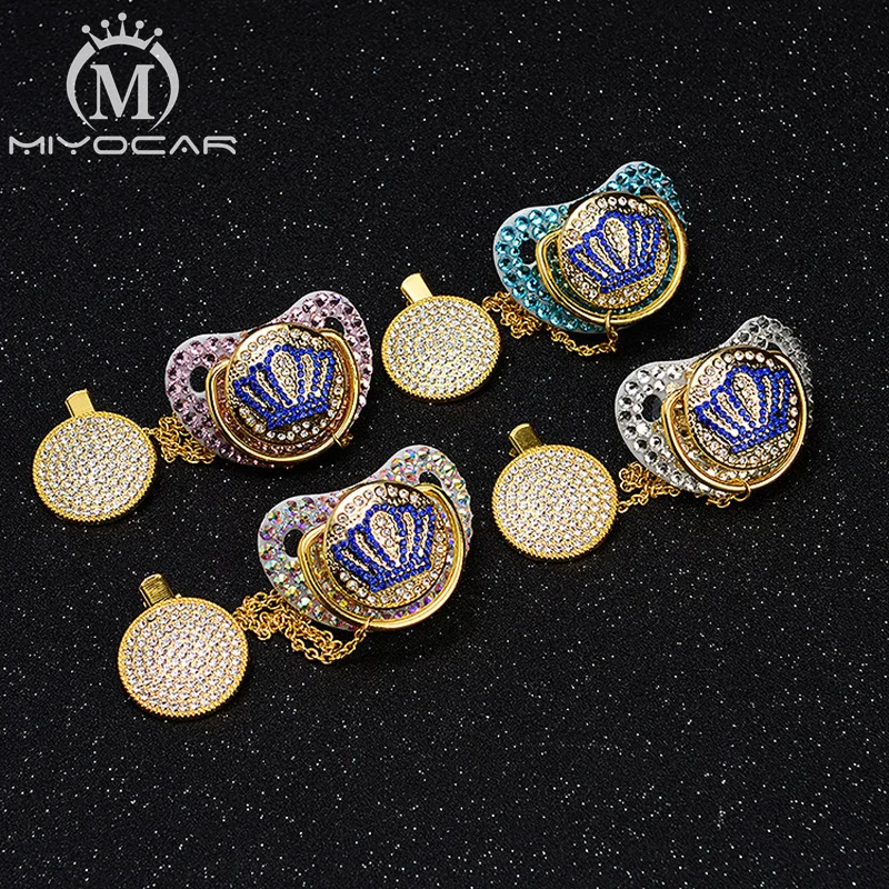 MIYOCAR все белые bling Bring crown соски и клип набор BPA бесплатно FDA безопасный пустышка