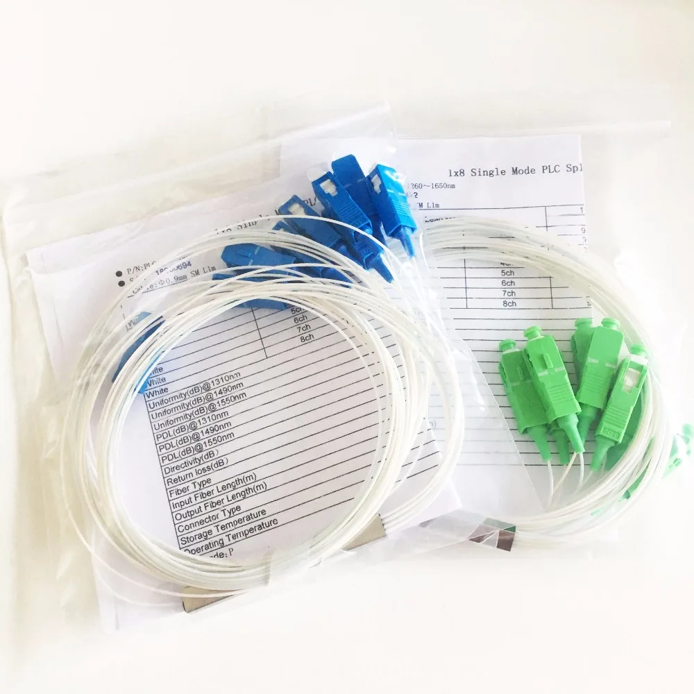 10 шт. SC ПК одномодовый волоконно оптический FTTH 0 9 мм Мини ПЛК Сплиттер 1x8|Детали