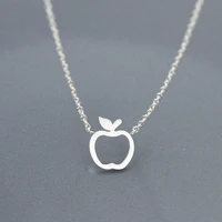 v attract delicate cut out apple fruit pendant necklaces women jewelry 304 stainless steel slim link chain bff necklace