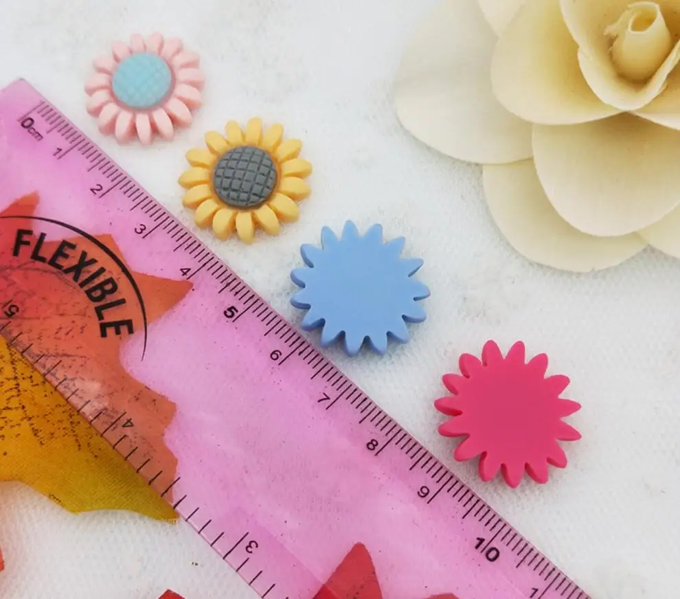 

50pcs Matte Sunflower Flatback Beads For Scrapbooking Craft Diy Hair Clip Figurines Headwear Cellphone Decoration