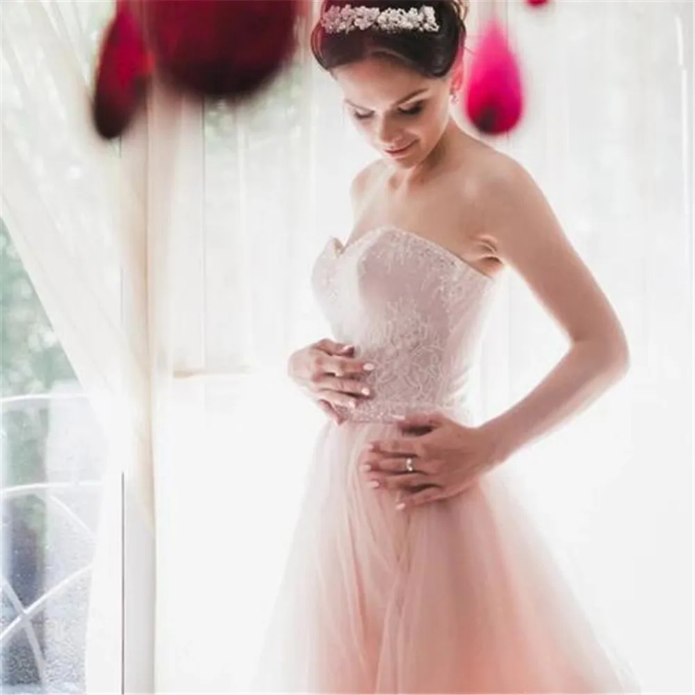 YUNUO Милая Румяна Розовые Свадебные платья Vestido de casamento без рукавов органза