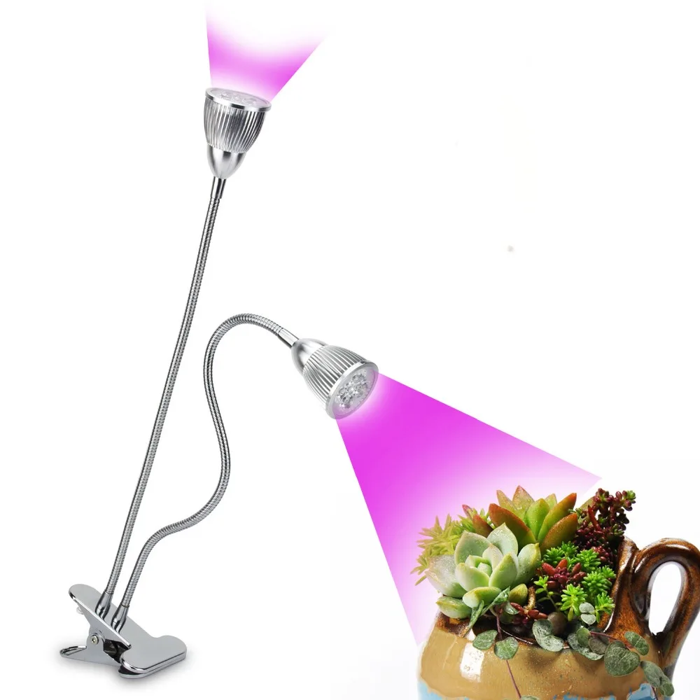 Светодиодная настольная лампа для выращивания растений с клипсой, 5 Вт, 10 Вт, светодиодное освещение для выращивания растений с гибкой ножко... от AliExpress WW