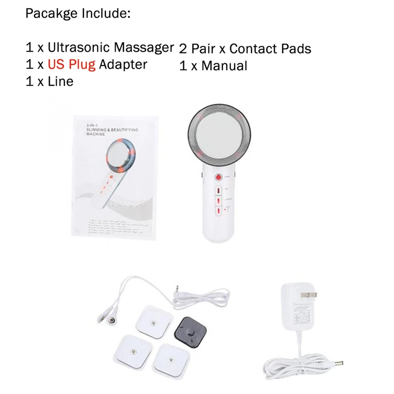 US Plug B 1 набор, EMS массажер для похудения тела, ультразвуковая кавитация, антицеллюлитный массаж, сжигатель жира, потеря веса, уход за кожей лица - Цвет: US Plug B