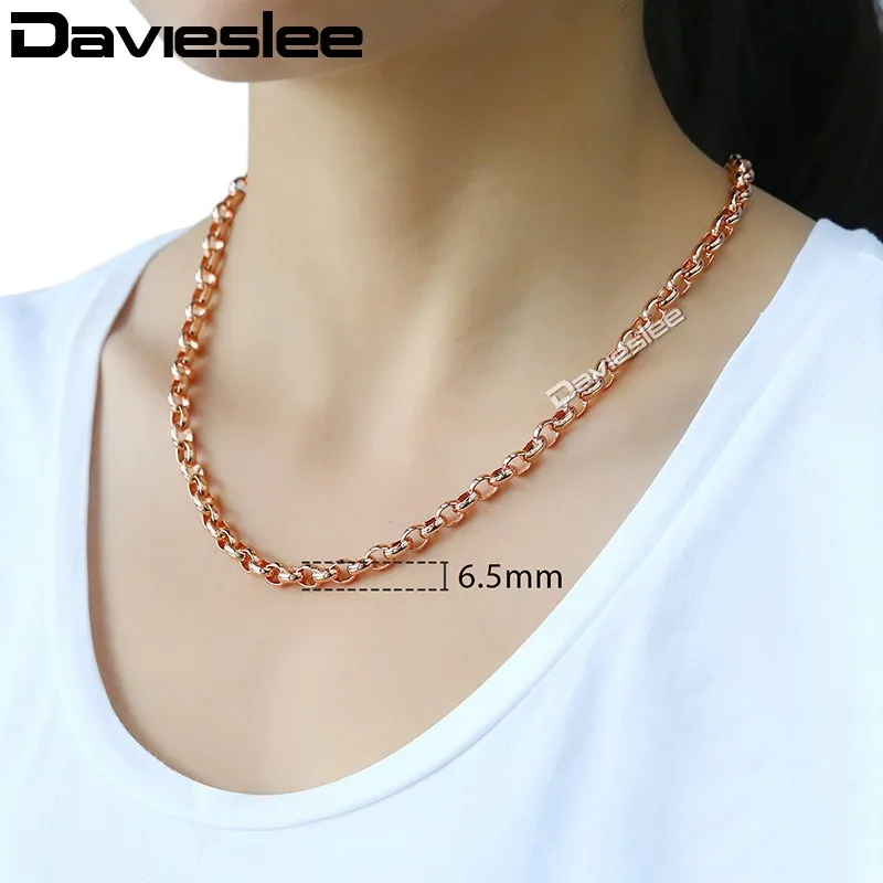 Davieslee 585 Rose Gold Necklace for Women Filled Chains Womens Jewelry Gift Party DLGN139 | Украшения и аксессуары