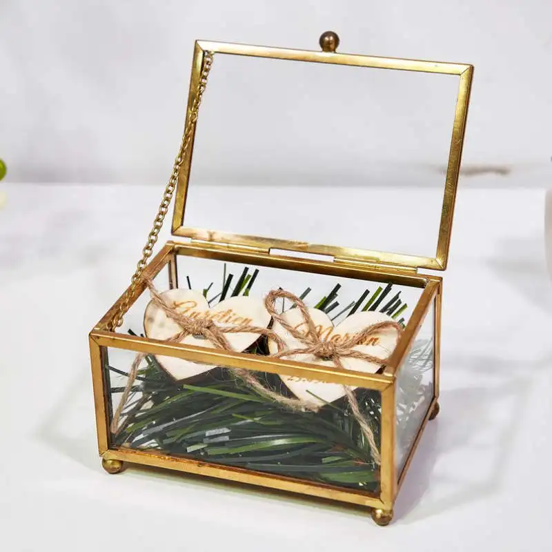 Обручальное кольцо коробка винтажное геометрическое стекло ювелирных изделий