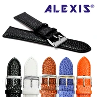20mm 22mm good quality all geunine leather watch band black white orange brown blue color