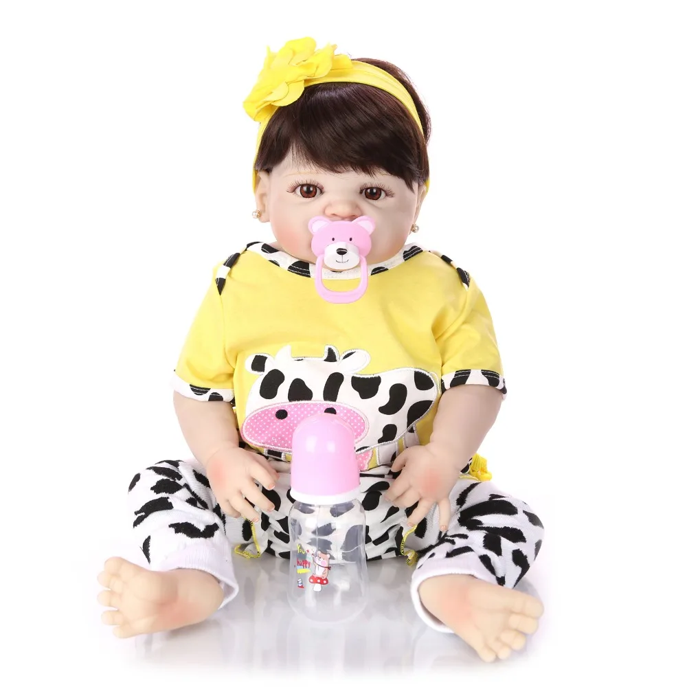Реалистичные 23 ''силиконовые куклы Reborn Baby cosplay желтая корова полное виниловое покрытие Детские куклы милые модные подарки для девочек
