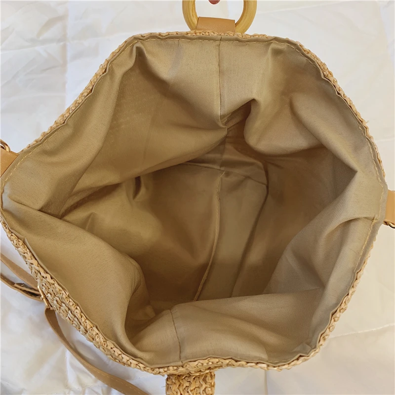 Женская соломенная сумка в стиле ретро плетеная Сумка-тоут из ротанга летняя