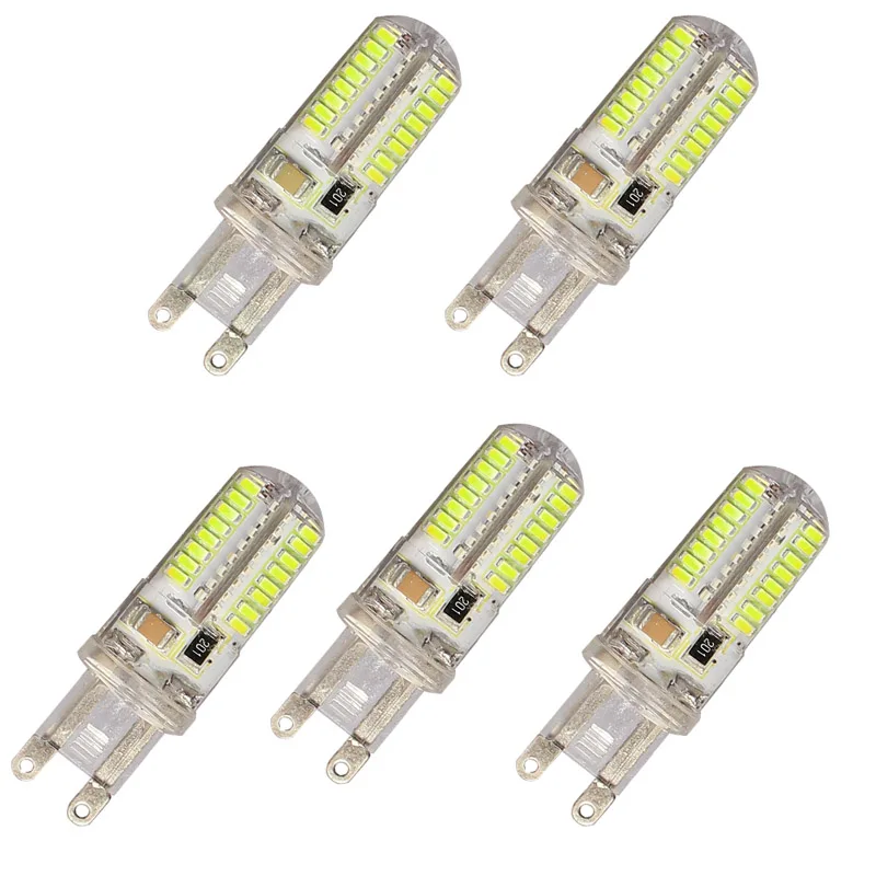 5x220V 230V G9 4 Вт силиконовый 64 светодиодный лампы SMD3014 кукурузы лампа Светодиодный