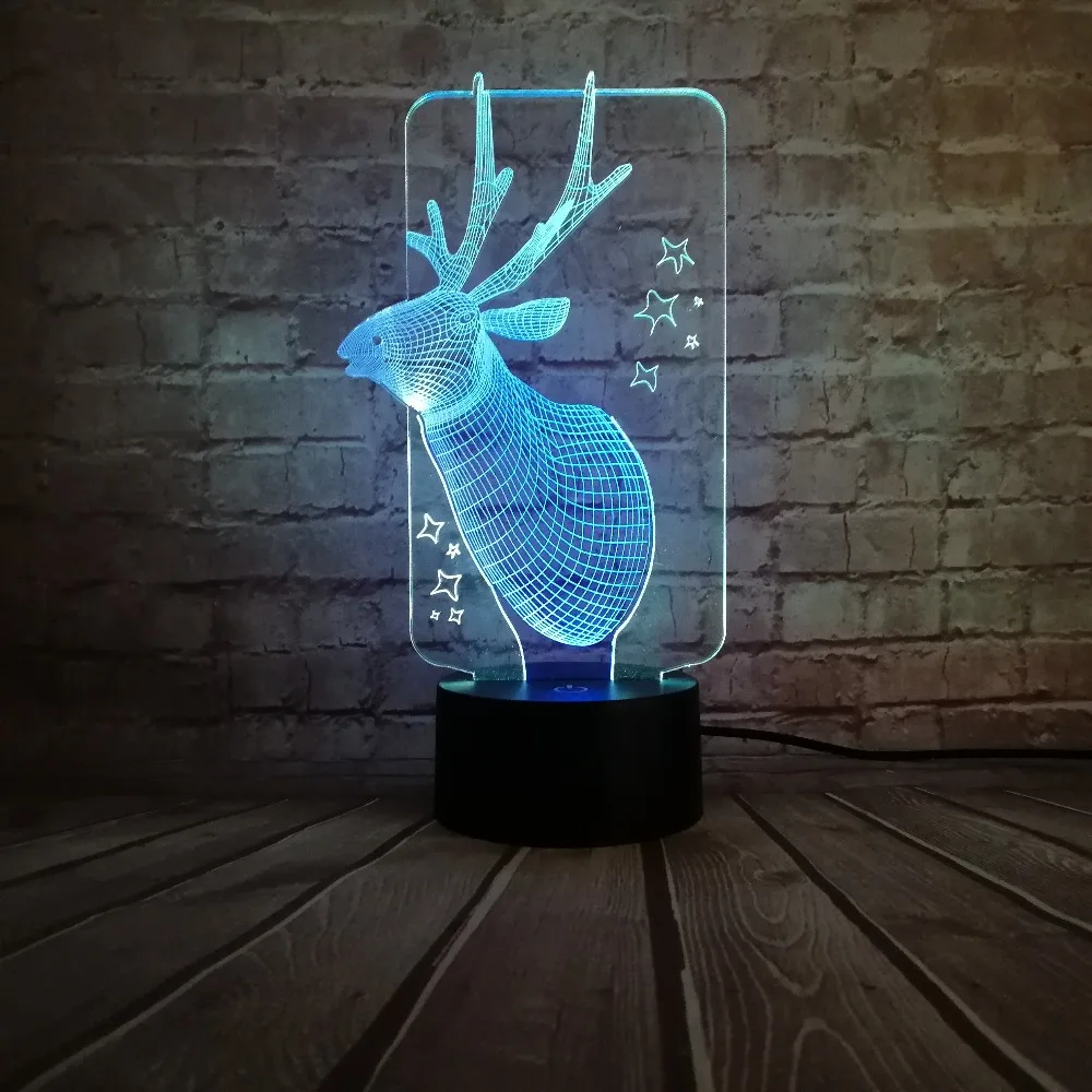 Прекрасная фея 3D Рождественский олень Иллюзия спальня офис домашний стол настольная лампа Декор Детские ночные светильники праздничные подарки