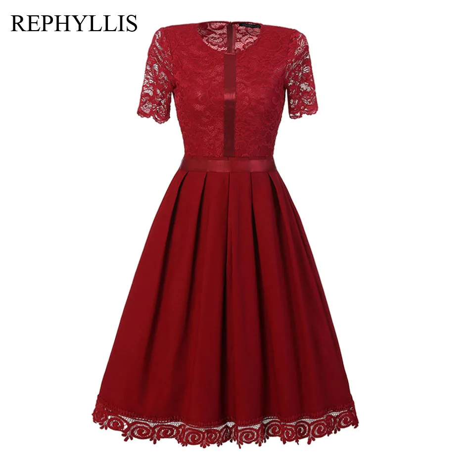 REPHYLLIS/женские вечерние платья с короткими рукавами и круглым вырезом в стиле пэчворк для выпускного, коктейльной вечеринки, ТРАПЕЦИЕВИДНОЕ ПЛАТЬЕ С широкой юбкой