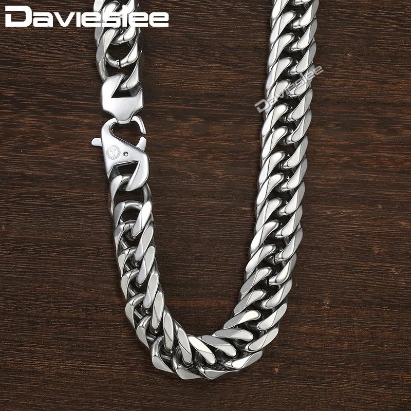 Двойная кубинская цепь Davieslee из панцирного плетения мужское ожерелье