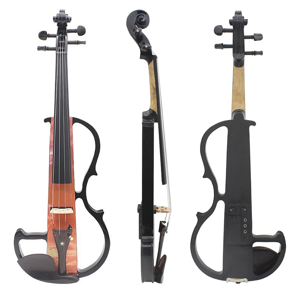 Electric Maple Wood Fiddle Full Size 4/4 Violin Stringed Instrument Ebony Fretboard with bow hand case for Begin |