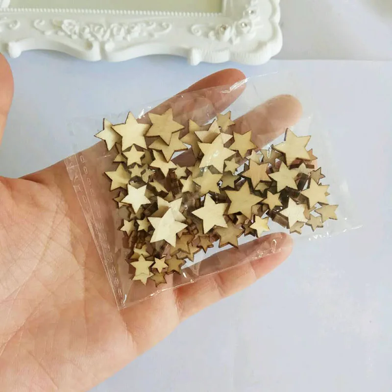100 шт. DIY размер смешивания пентаграммы деревянные чипы декоративные украшения
