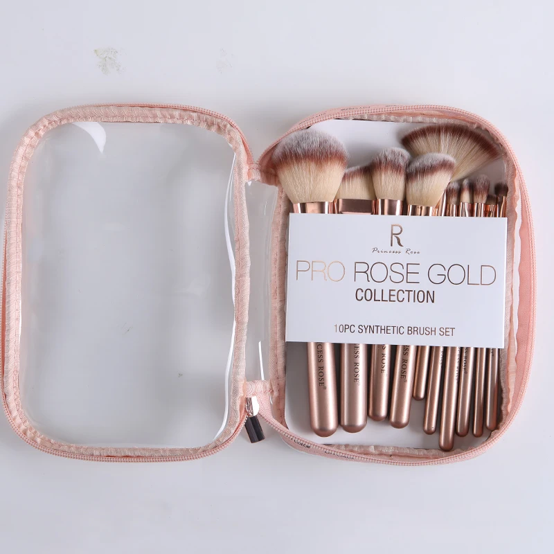 10 шт. набор кистей для макияжа из синтетической меди розовое золото|Аппликатор