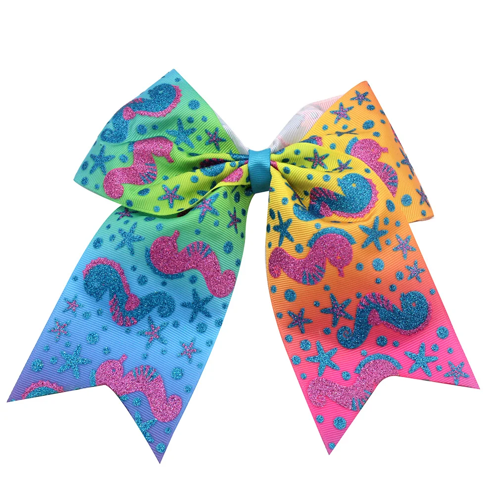 

7-inch Rainbow Bow Grosgrain Ponytail Hair Accessories For Children And Girls
