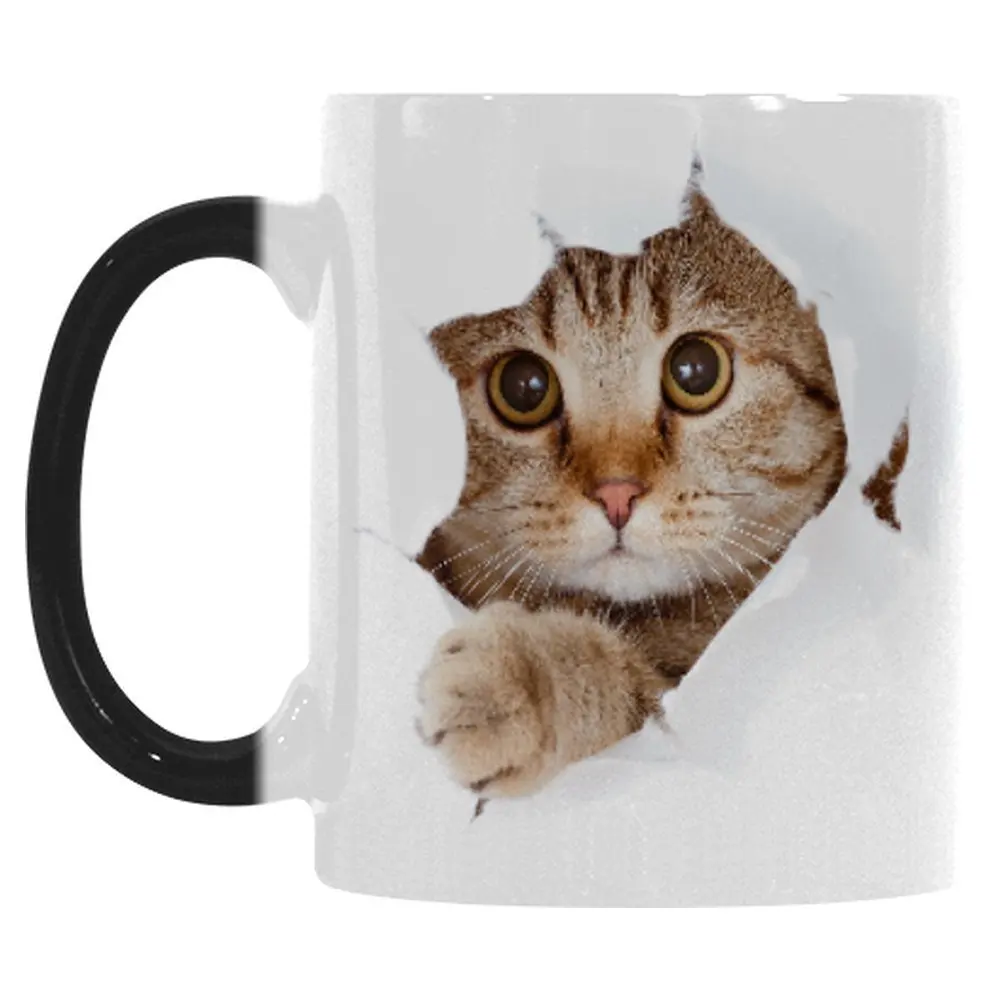 Кофейная кружка с котом чашка меняющая цвет Термочувствительная керамическая