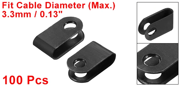 U-Type 3.3mm Black Uxcell 100 шт. 6,4/8,4/13,2/3,3 мм Dia. R-тип/u-тип нейлоновый кабельный зажим белый черный Органайзер зажимы для шнура Электрический держатель Проводов - Цвет: U-Type 3.3mm Black