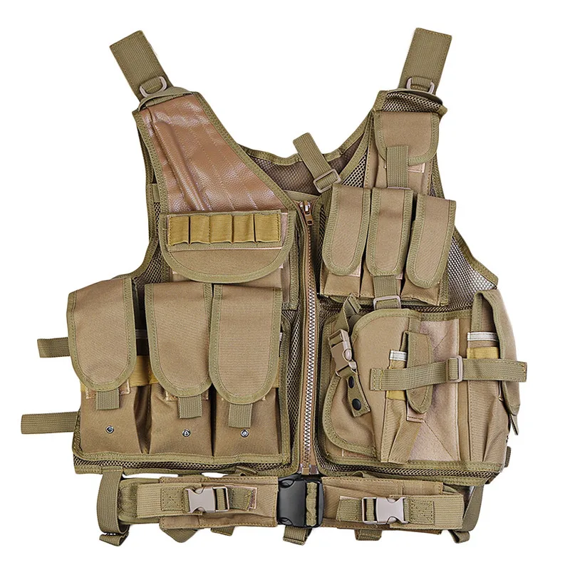 Khaki Outlife мужской военный тактический жилет Пейнтбольный камуфляж Molle охотничий жилет штурмовая стрельба охотничья пластина с кобурой - Цвет: Khaki