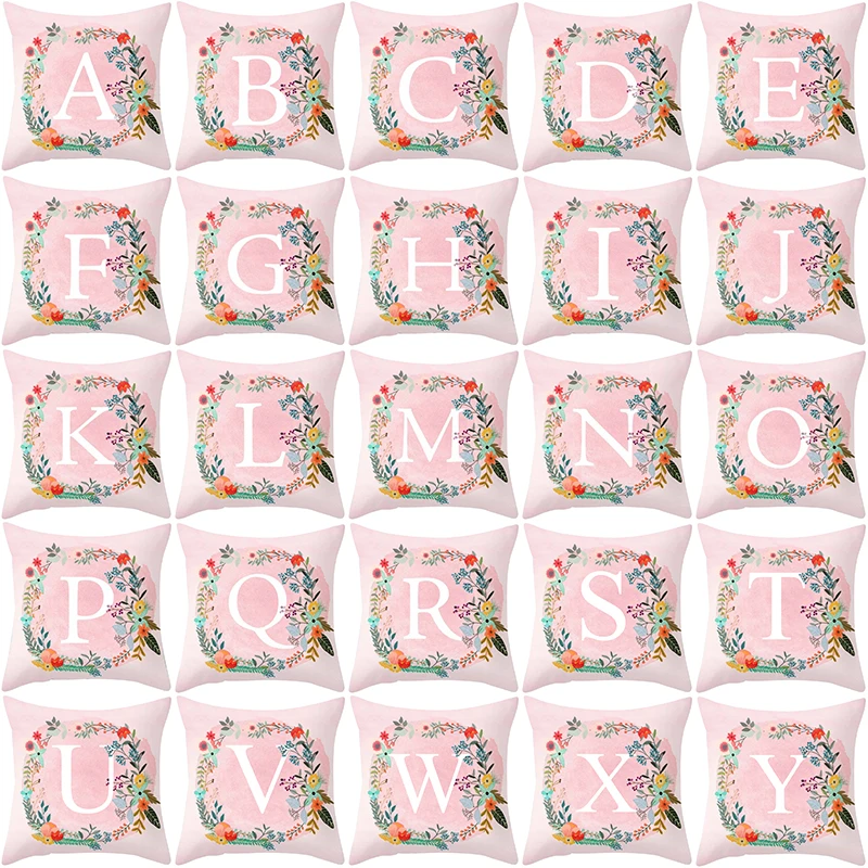 Модные Стиль розовый от A до z Письма Pattern Наволочки мягкие удобные квадратный